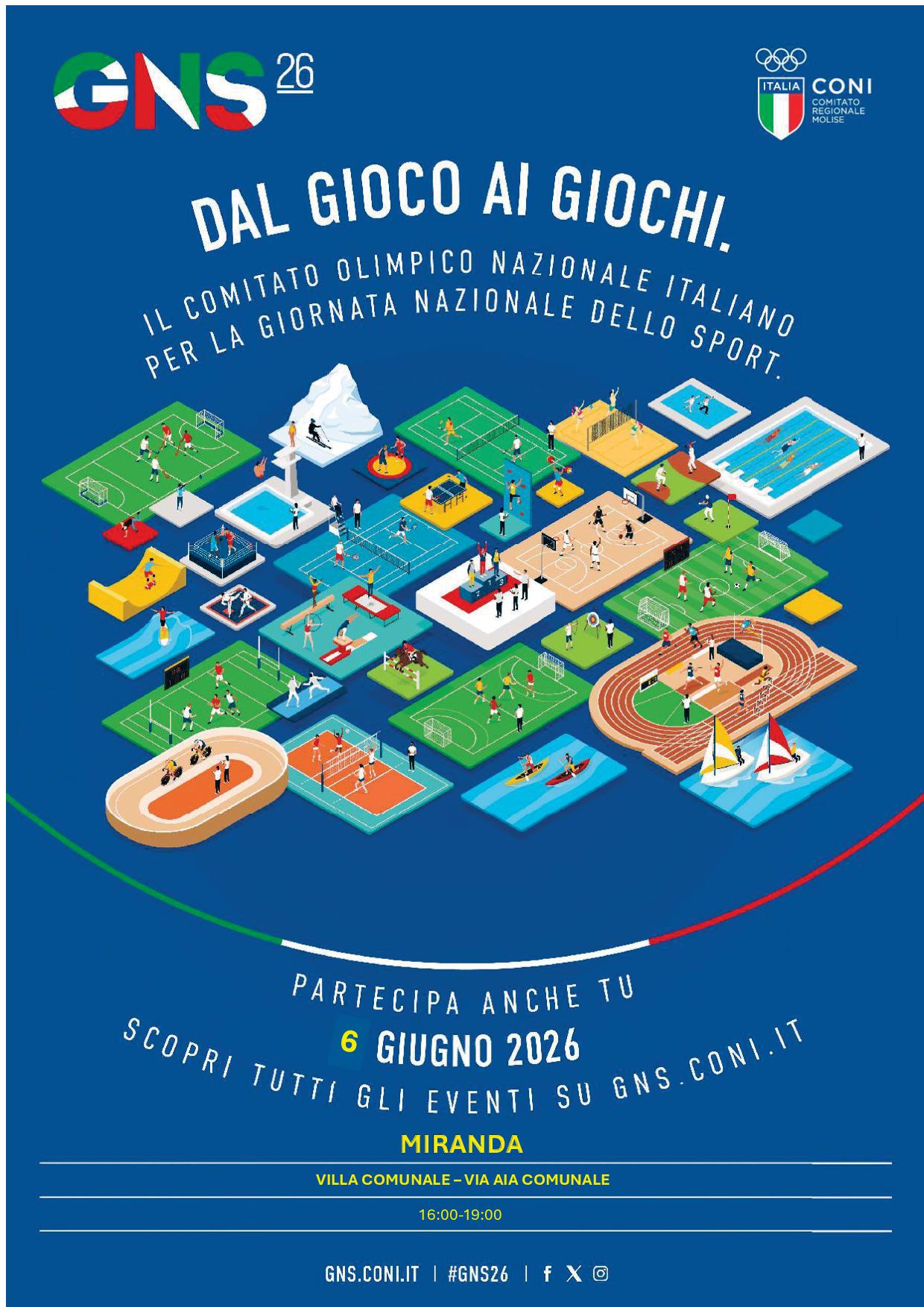 GIORNATA NAZIONALE DELLO SPORT - MIRANDA, 6 GUGNO 2026
