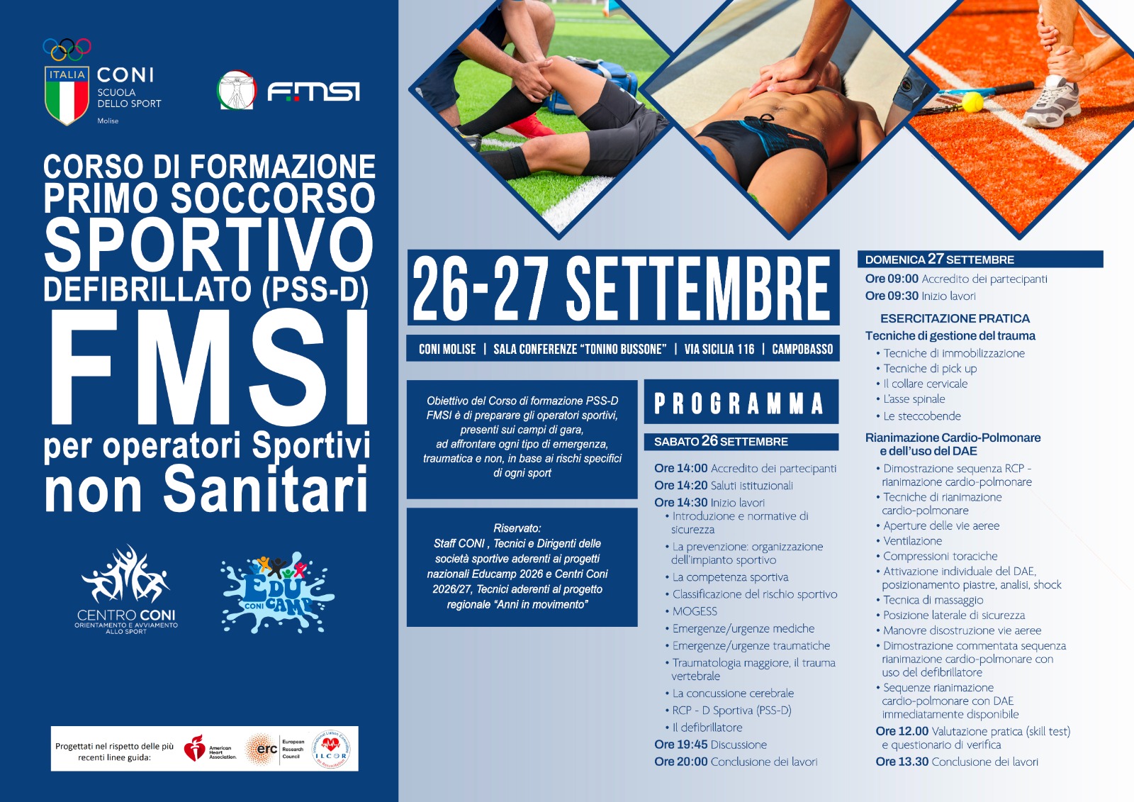 Corso di formazione Primo Soccorso Sportivo defibrillato (PSS-D) FMSI - CAMPOBASSO
